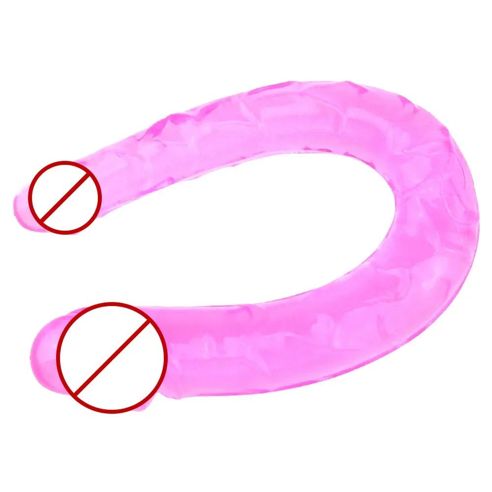Double Head Realistic Dildo Long Anal Play for Women Men Couple Ended Dildo Flexible Big Penis Adult Sex Toy for Lesbian