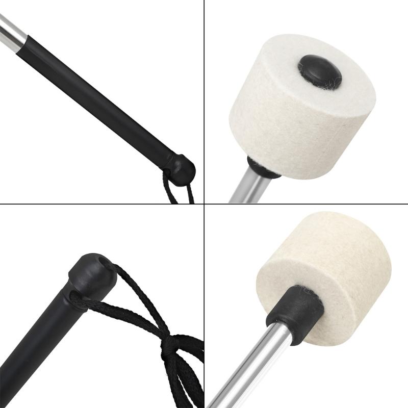 Felt Mallets Sticks Stainless Steel Nonslip Handle Drumsticks Drum Mallet Stick Percussion Stick for Marchings Bass Drum