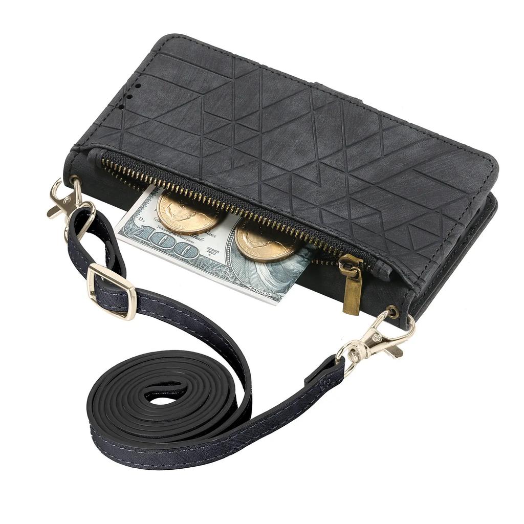 Crossbody Zipper Wallet Card Solt Bag Case For XiaoMi RedMi Note 12 Pro Plus 11S 10 10S 12T 13 Ultra Lanyard Leather Strap Cover