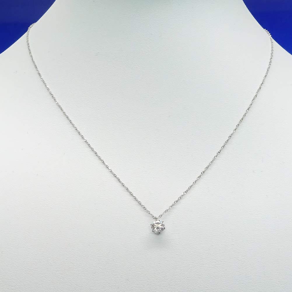 and My Jewelry Platinum Necklace with a Single CZ Stone and Diamond 4012 [Your Box] 0.7ct (April Birthstone) (Gift Wrapped) (Necklace Only)