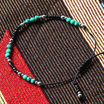 KND Black & Green Turquoise Beads Bracelet