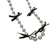 Fashionable Round Bead Neck Chain Beautiful Steel Beaded Chain Necklace Intricate Bowknot Pattern Collarbone Chain