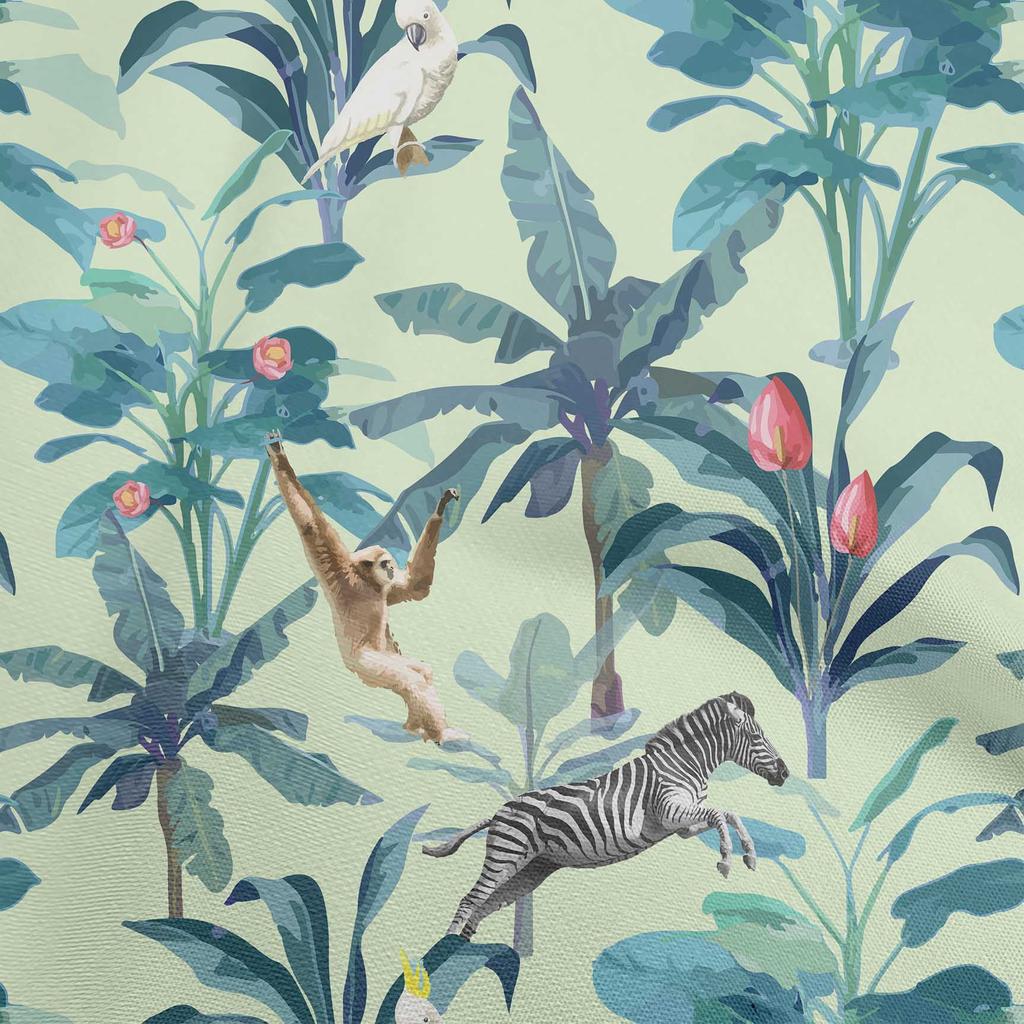 oneOone Cotton Flex Blue Fabric Tropical Animal Sewing Fabric By The Yard Printed Diy Clothing Sewing Supplies 40 Inch