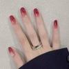 Pomegranate Red Gradient Long Wedding Nails - Handmade Detachable Wearable Fake Nails