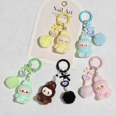 Poupée Floquée Lapin Étudiant Lanière Porte-clés Mignon Pendentif Sac Mignon