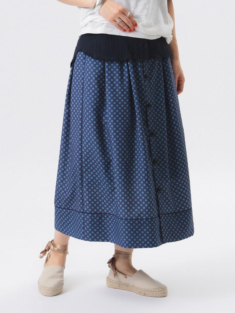 Beams Boy Women's Dotted Front Open Skirt, Navy, One Size, 13270128803