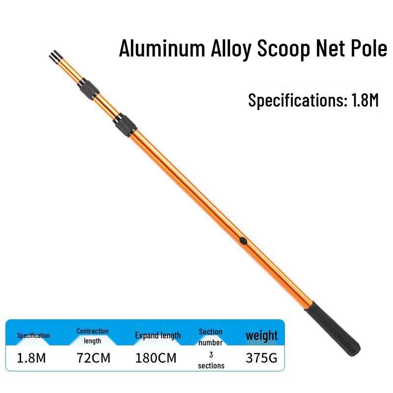 Telescopic Aluminum Landing Net Pole, Adjustable & Multi-Spec, for Large Fish.