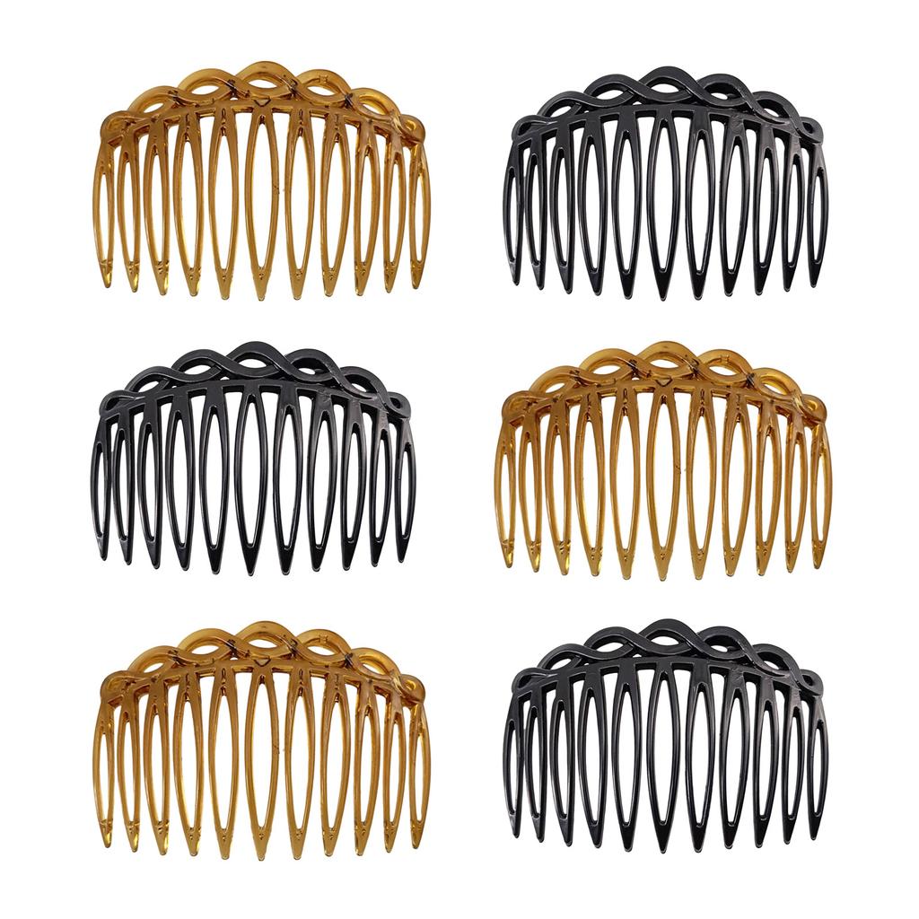 Elegant Hair Combs 6 Piece Plastic Resin Side Parting Hairpins Fashion Headdress For Daily or Formal Event