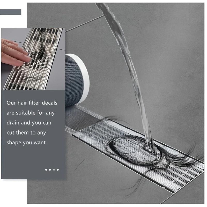 Self-adhesive Bathroom Drain Hair Filter Mesh Stickers - 200cm/78.7 Inch Roll, Suitable for Any Drain