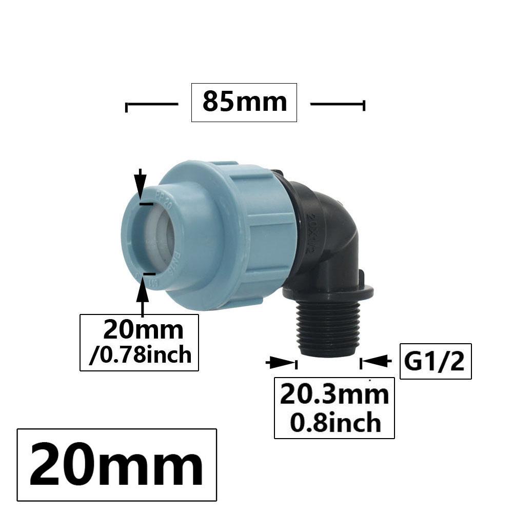 

1/2 3/4 1inch Thread to 20/25/32mm PE Pipes Elbow Tee 2way Water Splitter Quick Connector Water Splitter Farm Pipe Fittings