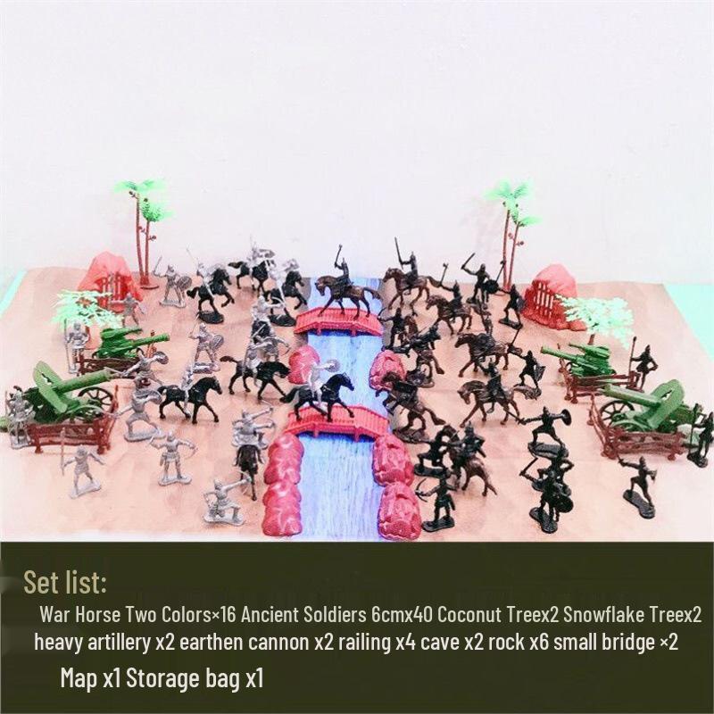 80s Nostalgic Toy Soldiers Sandbox Set: WWII Model Tank Battle for Kids