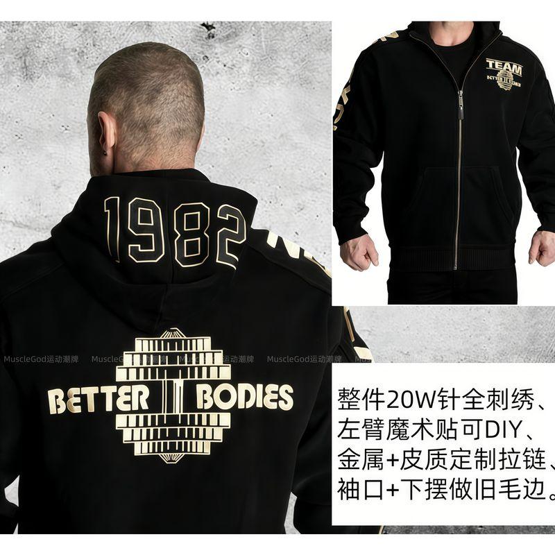 Gp New Orange Large Logo Embroidered Training Thickened Warm Classic European and American Style Fitness Training Hoodie Trendy Jacket
