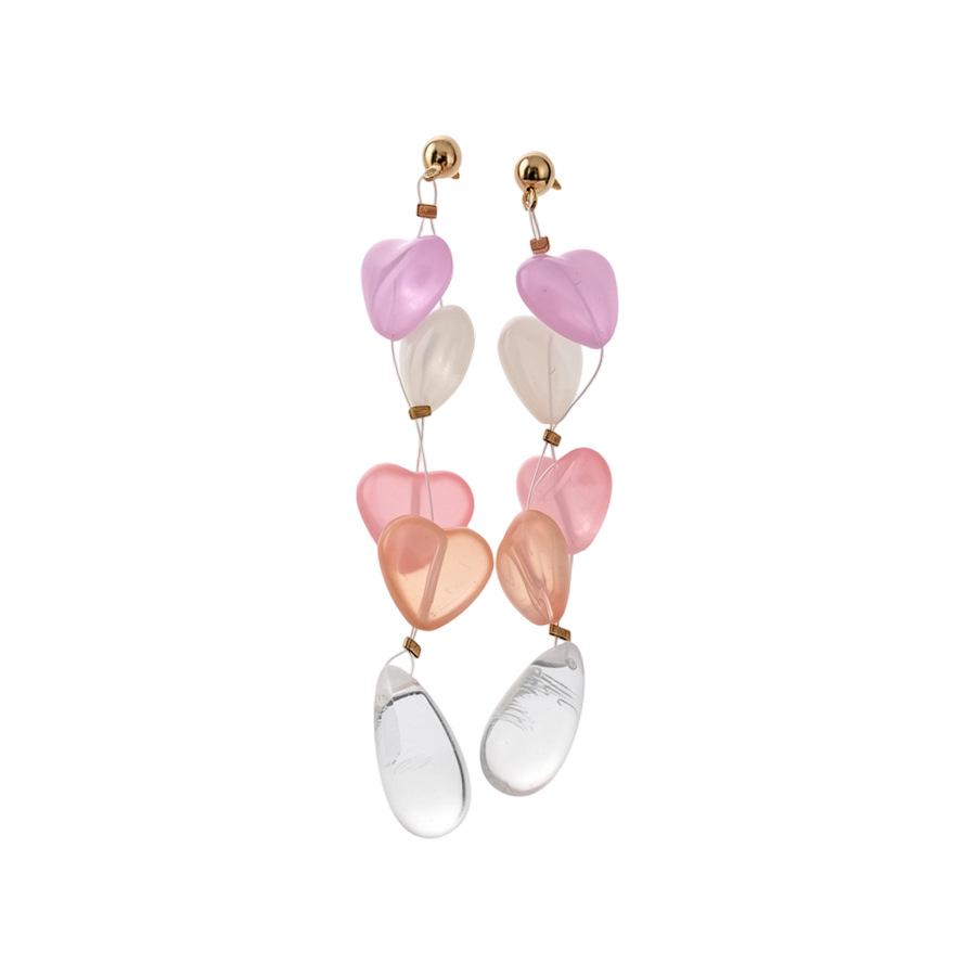 Silver Needle Geometric Heart & Water Drop Stud Earrings - Chic, Unique Design for Women