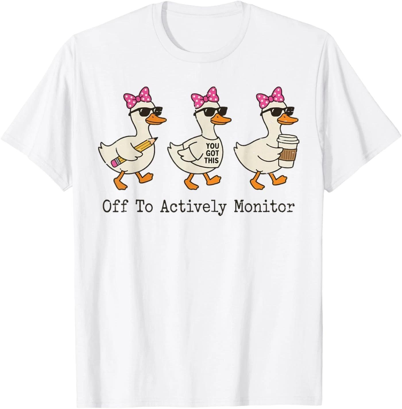 Off to Actively Monitor Test Day Teacher Testing Day Goose T-Shirt 2XL