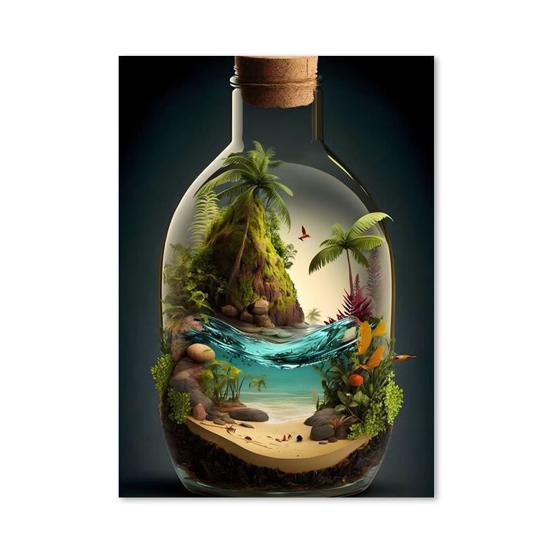 In Bottle Castle Forest Beach Hot Air Balloon Canvas Printings Posters and Prints Wall Art Pictures for Living Room Home Decor