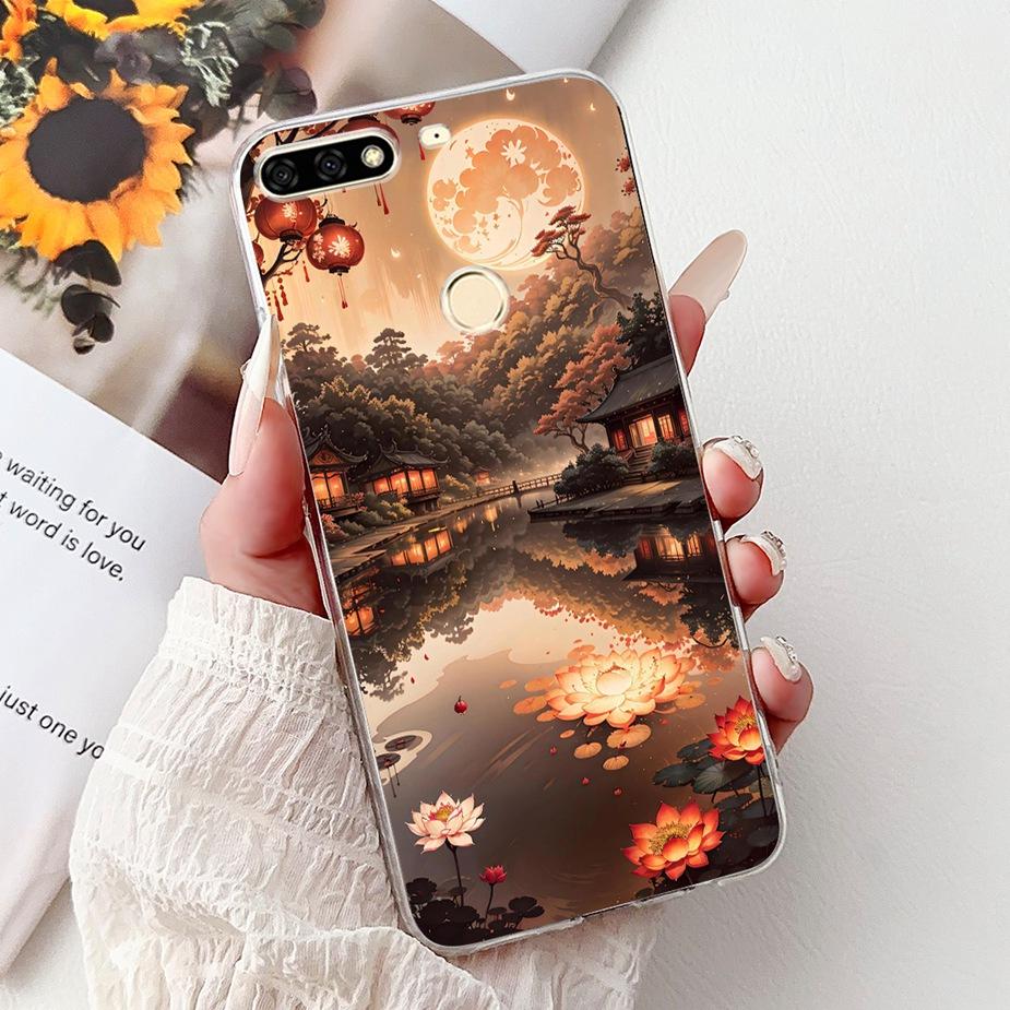 For Huawei Y7 Prime 2018 Case Nova2 Lite Luxury Painted Cover Soft Slim Phone Case For Huawei Y7 Pro 2018 Y72018 Back Cover Bags