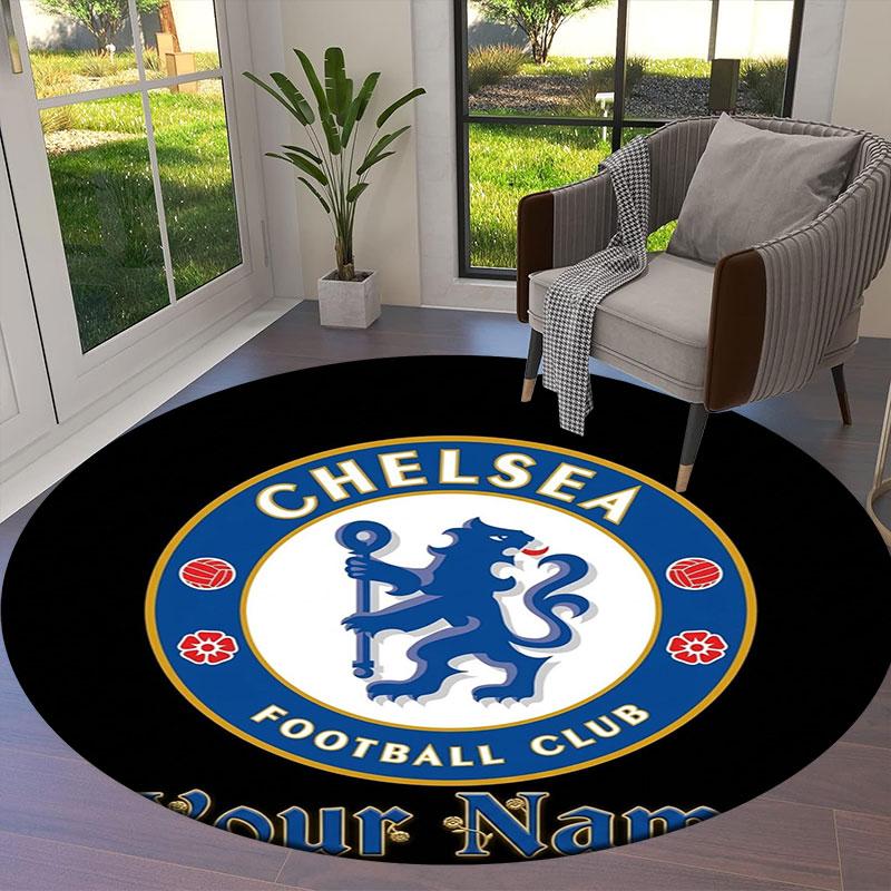 Chelsea F Custom Name Round Area Rug,Carpet Rug for Living Room Bedroom Sofa Playroom Decor,Non-slip Floor Mat