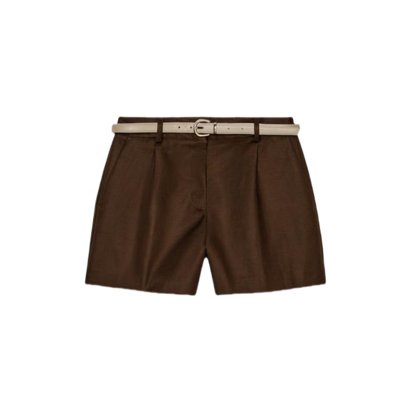 Summer New Product Women's Clothes Workplace Elegant with Belt Pleated Minimalist Commute Leisure Shorts 8372172