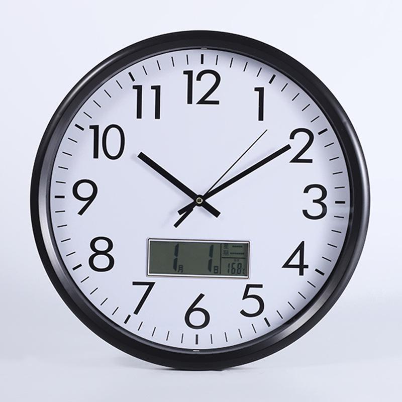 10, 12, 14-Inch Round LCD Calendar Clock - Modern Minimalist Design for Bedroom & Living Room