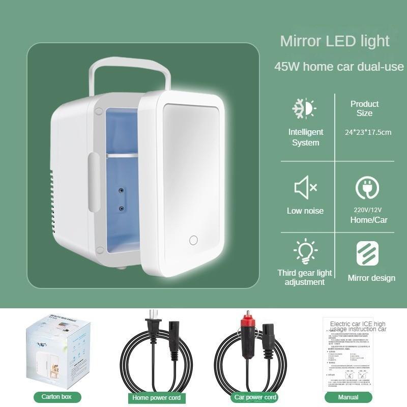 24 * 23 * 17.5cm Small Fridge With Makeup Mirror Mini Car Refrigerator Home & Car Dual-use Skin Care Products Refrigerating Equipment