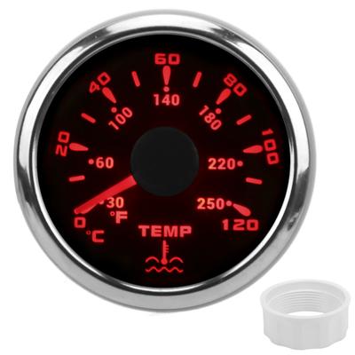 52mm Wassertemperaturanzeige 7 Farben Hintergrundbeleuchtung IP67 Wasserdicht 1600?22 Ohm Zeigerinstrument