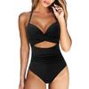 One Piece Swimsuit Women Halter Neck Cutout Waist Detail Floral Print Plus Size Swimwear Beachwear