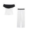 Za New Women's Clothing Zr European and American Style Foreign Trade Fashion Patchwork Tight-Fitting Top and Pants 3327597 3329597