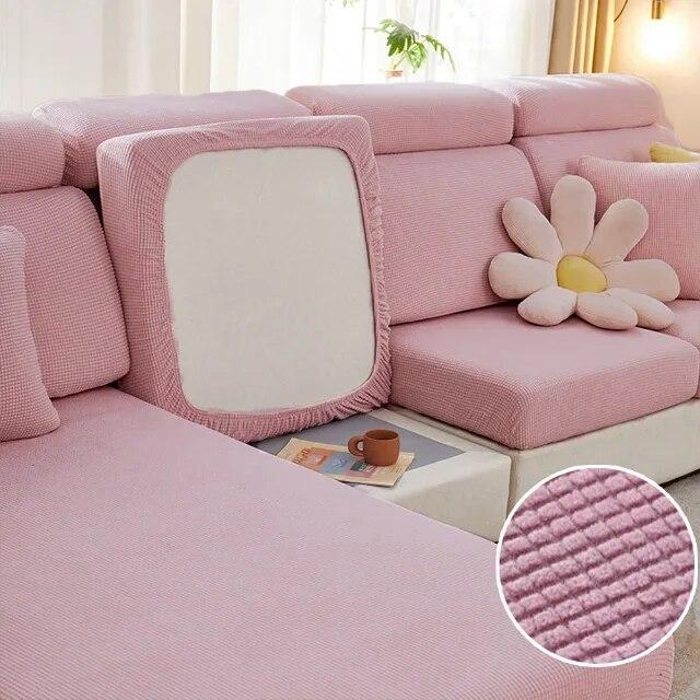 Jacquard Sofa Seat Cover Plain Stretch Couch Cushion Case Folar Fleece Solid Sofa Covers Living Room Sofa Furniture Protector