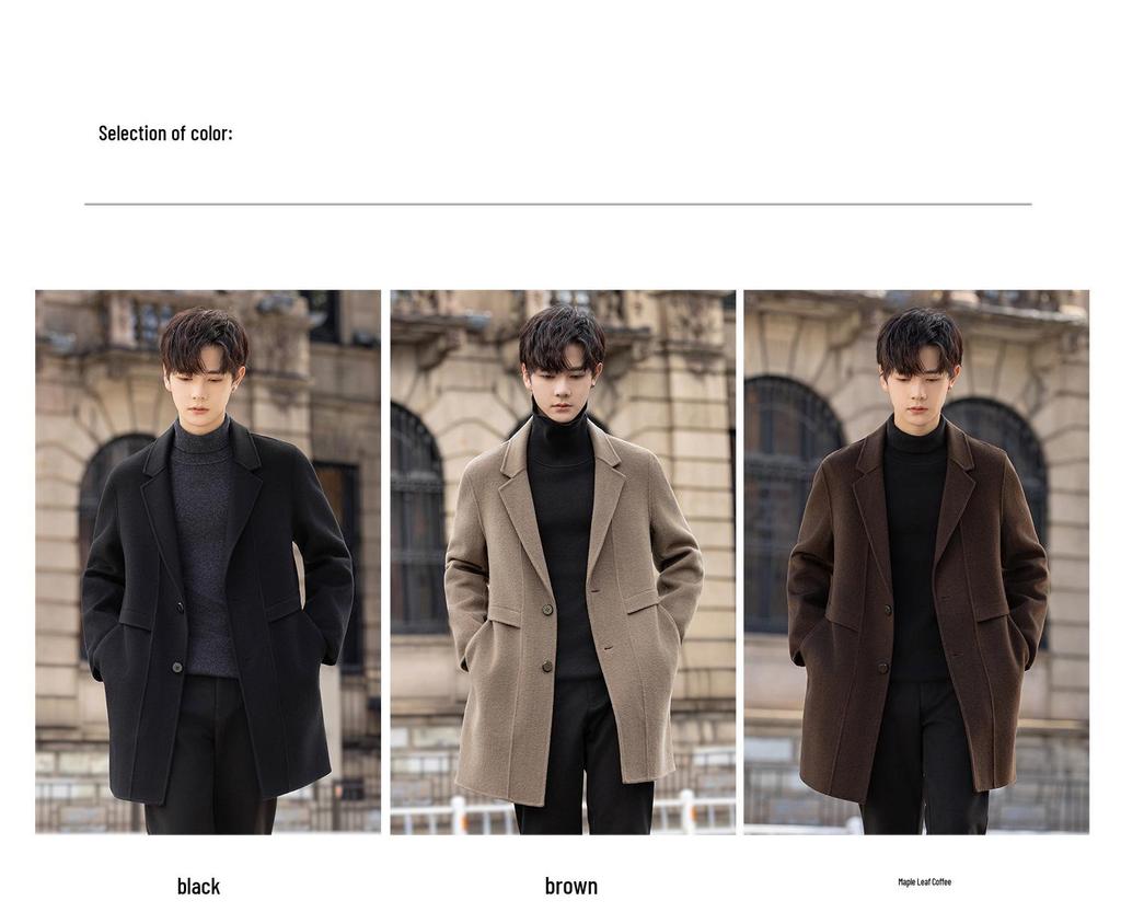 Men's AZ6645 Double-Sided Wool Coat, Mid-Length Korean Style, High-End Suit Jacket for Autumn/Winter 2025