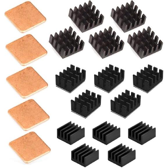 Easycargo Raspberry Pi 4 Heatsink Kit Aluminum + Copper + 3M 8810 Thermal Conductive Adhesive Tape for Cooling Cooler Raspberry Pi 4 B, 3 B+, Pi 3 B,