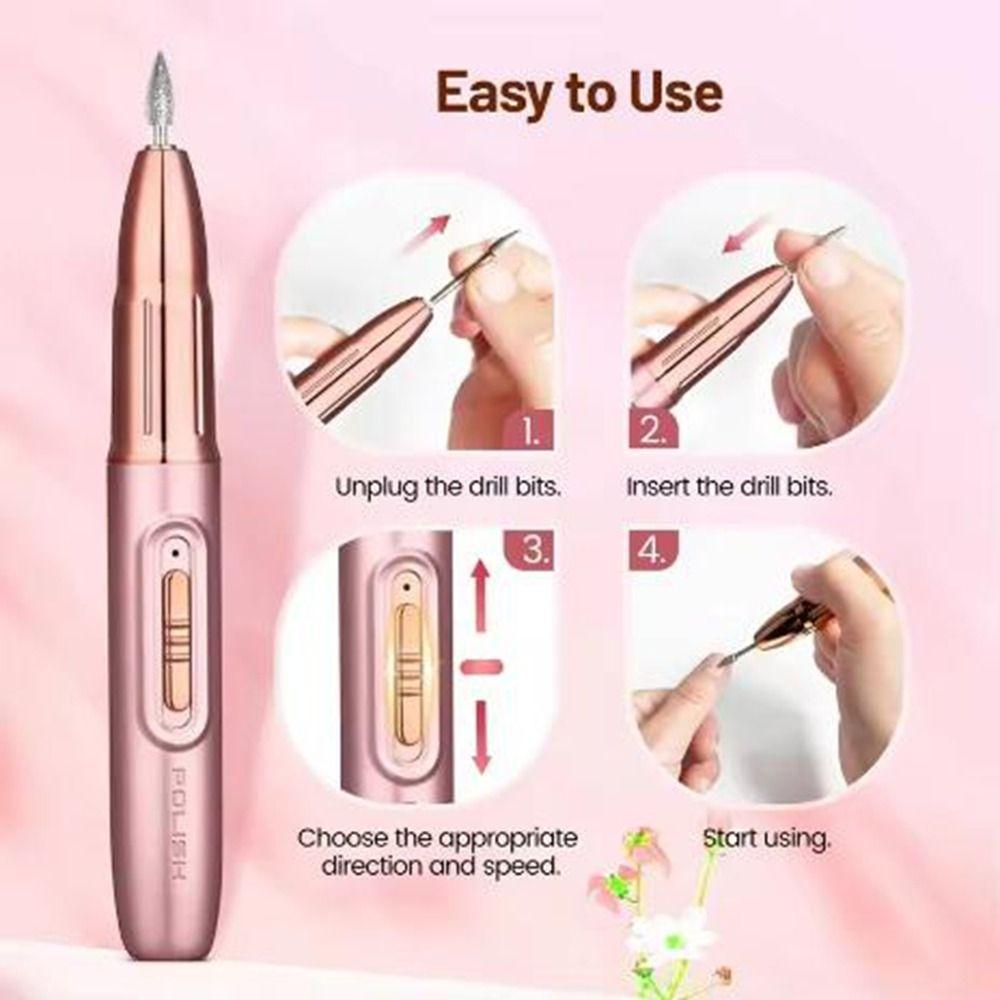 Low Noise Electric Nail Drill Machine Rechargeable Wireless Nail Dryer Nail Sanding File  Home Use
