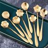 8pcs Teaspoons Set Stainless Steel Spoon Cherry Rose Gold Silver Scoop Coffee Spoon Christmas Gift Kitchen Accessories Tableware