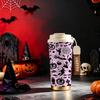 Halloween Coffee Cup 532ml Pumpkin Cat Witch Web MotifDouble Wall Insulated Cup Metal Travel Cup Autumn Commuter Cup