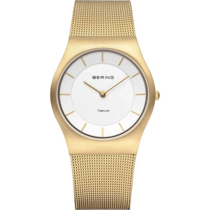 Montre Femme - BERING - 11935-334 - Quartz - Analogique - Titane Doré Et Métal Gris