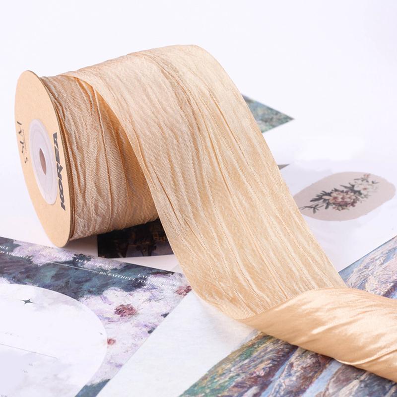 1 rolka vlasových doplnkov Dekorácia DIY Ozdoba Perleťová darčeková krabička Hodvábna stuha Svadobná stuha Zvrásnená Šitie Motýlik
