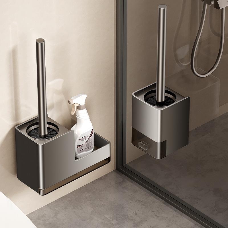 

Настенный набор туалетной щетки без сверления с очистителем щелей Pure Black - Toilet Brush