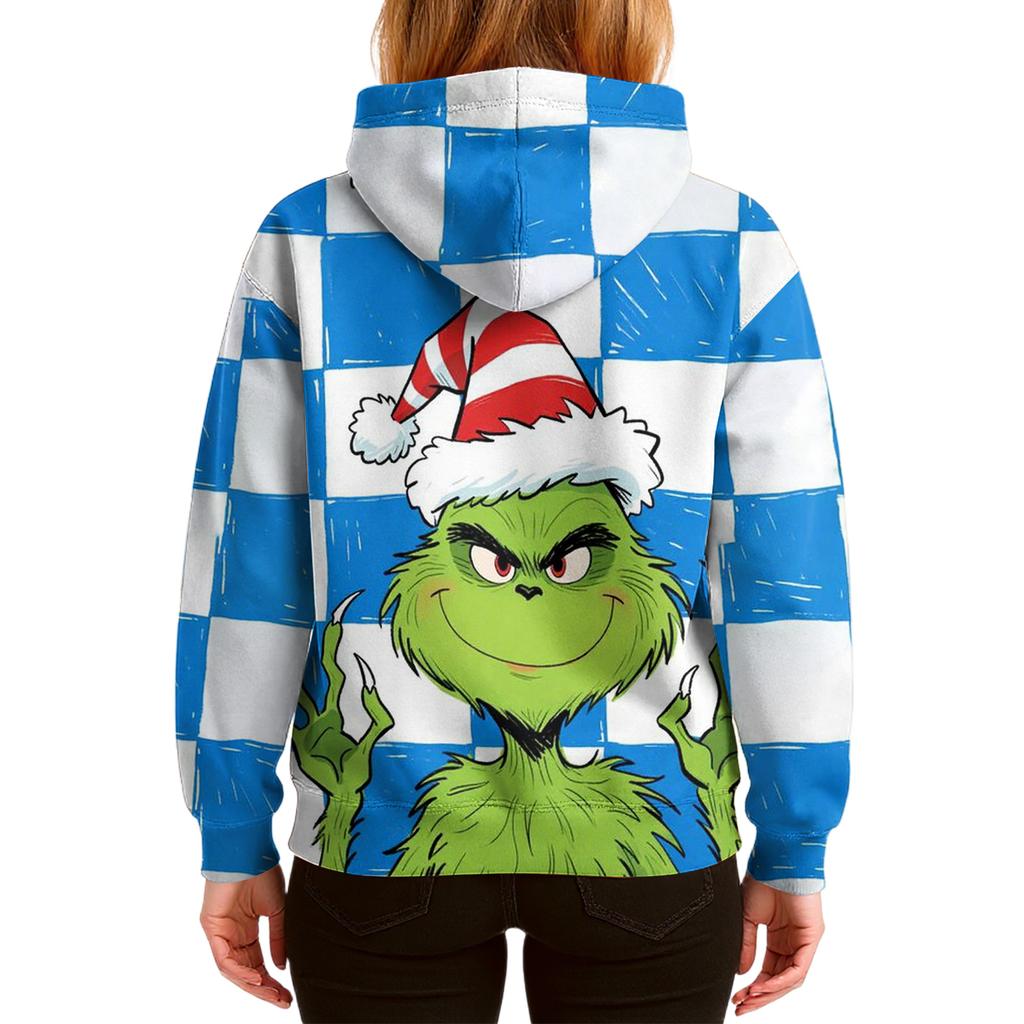 Ladies' Loose And Comfortable Drawstring V-neck Long Sleeved Christmas Printed Sweatshirt