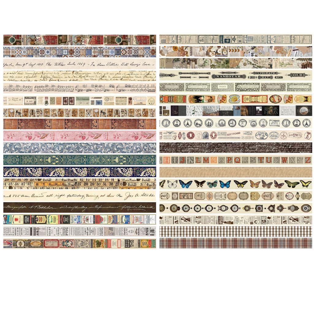 YUBBAEX Masking 36 Retro Vintage Antik Washi Wert Perfekt für und Scrapbooks Klebeband, Rollen, Muster, Klebeband, Packung, Planer, Dekorationen, Verpackung,