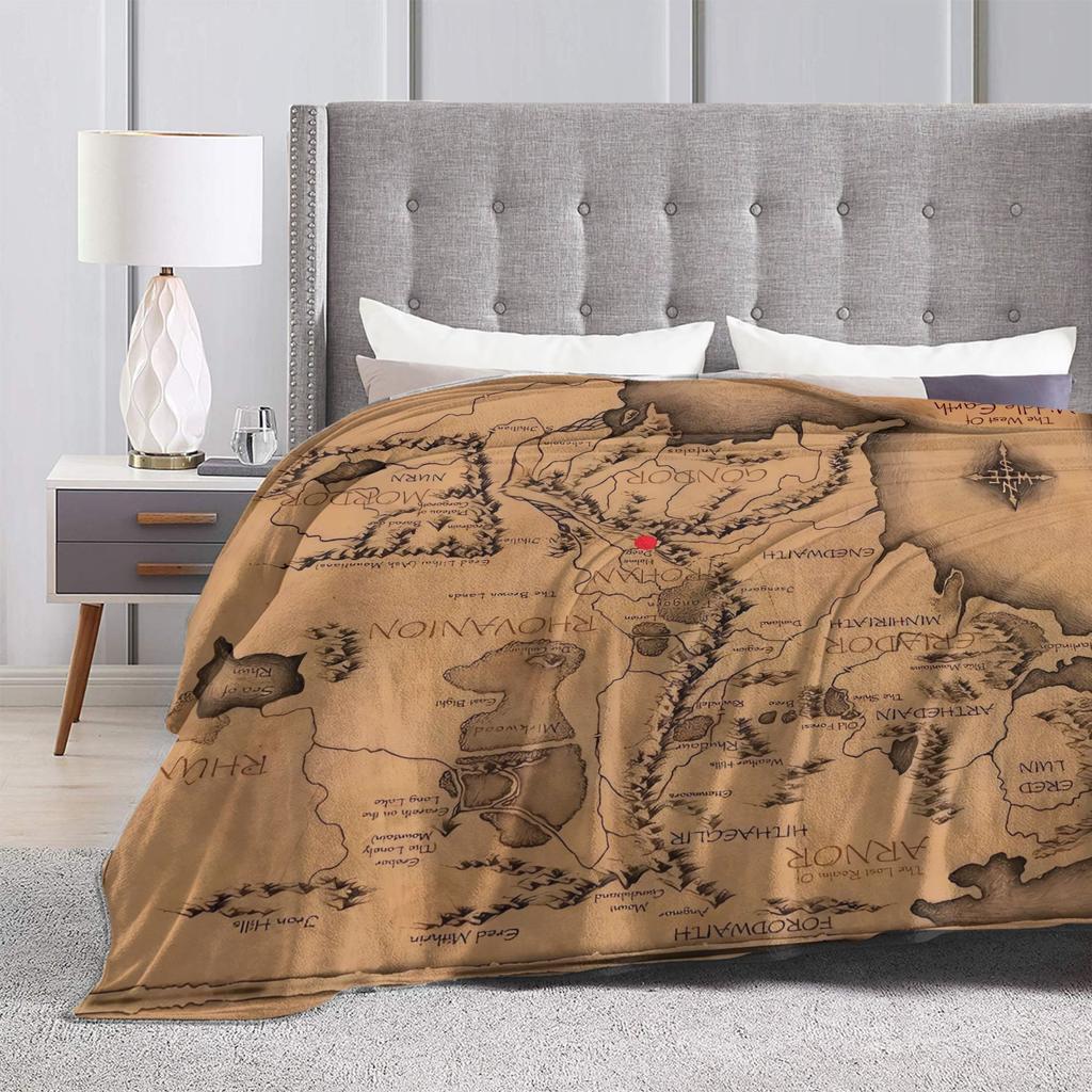 L-Lords Of The R-Rings Middle Earth Blanket Quality Soft  Throw Blanket Winter Picnic Couch Bed Pattern Bedspread