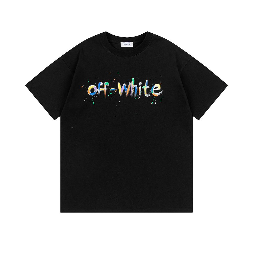 Off-White New Color Letter Arrow Pattern Round Neck Pullover Short Sleeved Men's and Women's T-shirts for Spring and Summer 2025