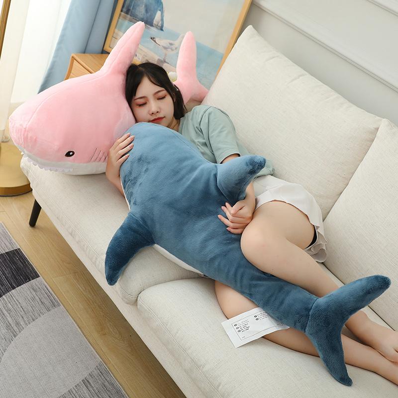 140cm Gigantisch Schattig Haai Pluche Speelgoed Zacht Gevuld Speelgoed Dier Leeskussen voor Verjaardagscadeaus Kussen Pop Cadeau Voor Kinderen