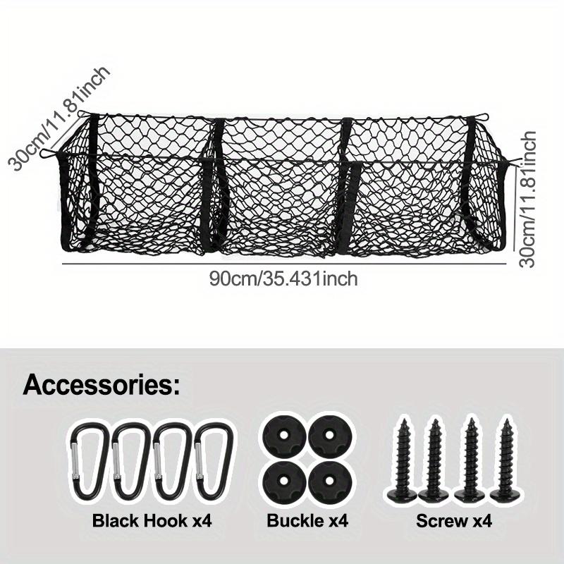 

3-Pocket Car Storage Net - Ideal for Pickup Trucks & SUVs. Great for Organizing Luggage & Accessories in Trunk.