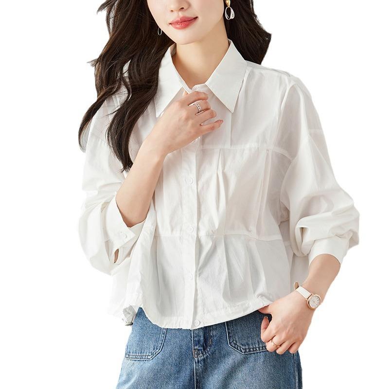 Drawstring Lapel Shirt Women's Autumn New Fashion Versatile Casual Foreign Style Shirt Jacket