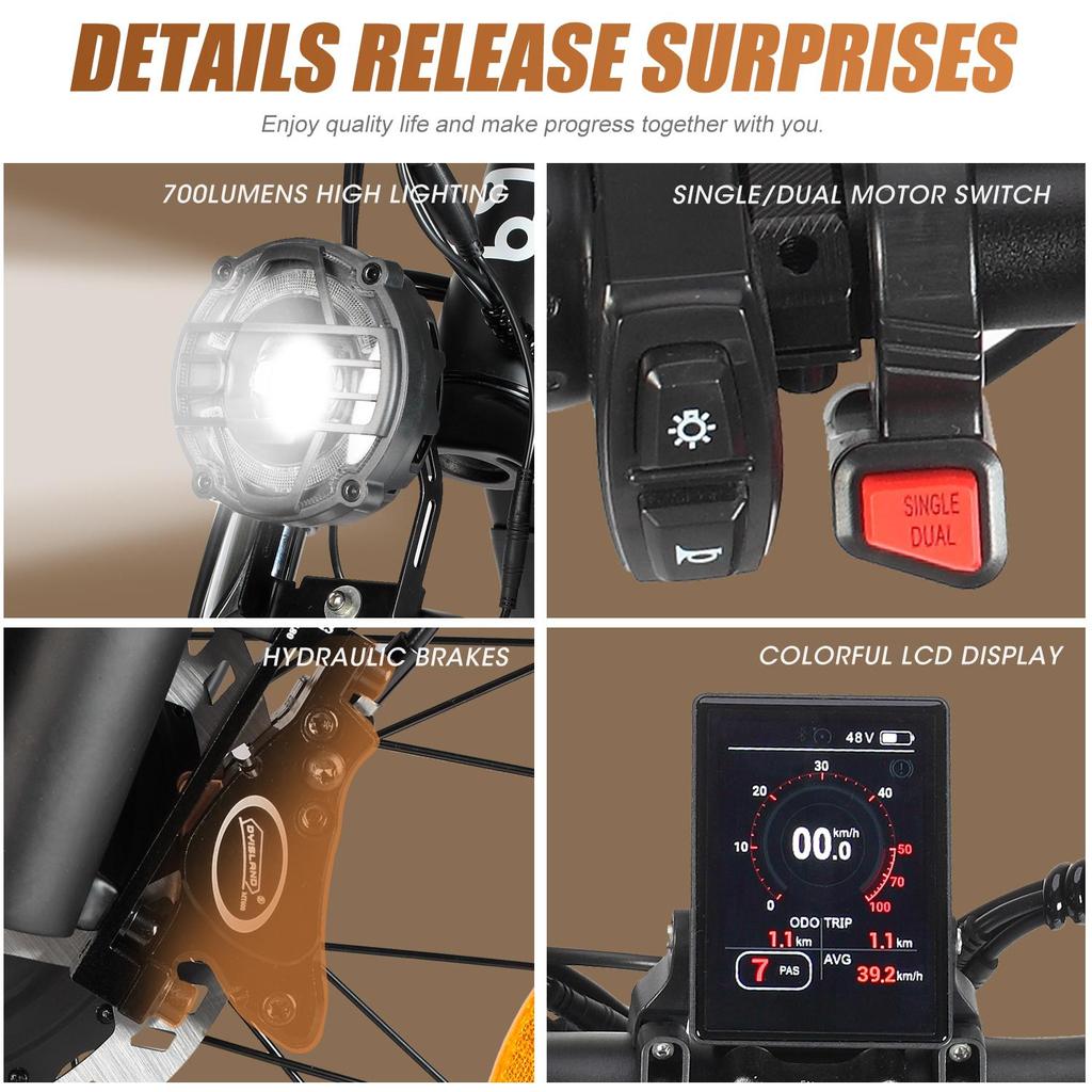 Electric Bicycle Philodo Jumbo 1500Wx2 Peak Motor 26" Fat Tire Full Suspension Electric  Bike For Adults 48V 46AH Dual Hydraulic Brake Max Load 150kg