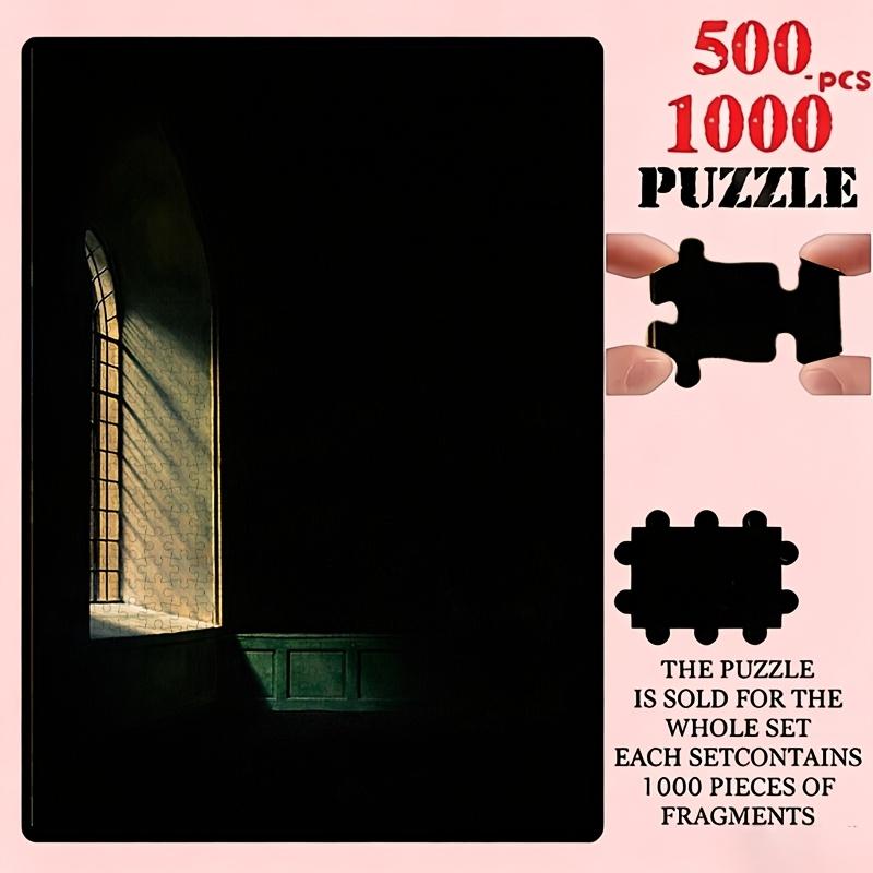 500/1000pcs Puzzle Game (Window Golden Rays Dark Room Trace) Suitable for Living Room Decoration, Wedding Home Setup, Gift Packaging, Jigsaw Puzzle, C