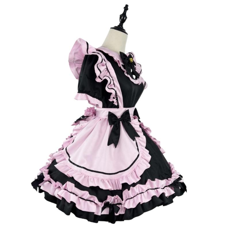 3Pcs Sweet Maid Outfit Women Anime Maid Costume Fancy Dress Cosplays Costume Maid Dress with Headwear Apron