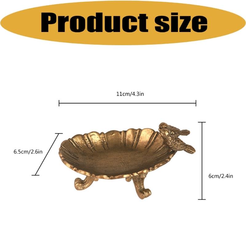 Jewelry Tray Decorative Zinc Alloy Accessory Dish for Vanity Display and Bedside Catchall, Vintage Style Storage Dish for Small Jewelry