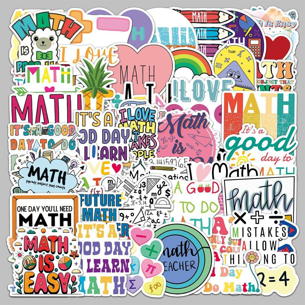 50 Math Symbol Cartoon Stickers: Waterproof Decorative Stickers for Laptops & Planners