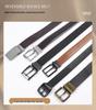 Men's Plus Size Genuine Leather Reversible Belt with Rotating Pin Buckle - Casual and Versatile.
