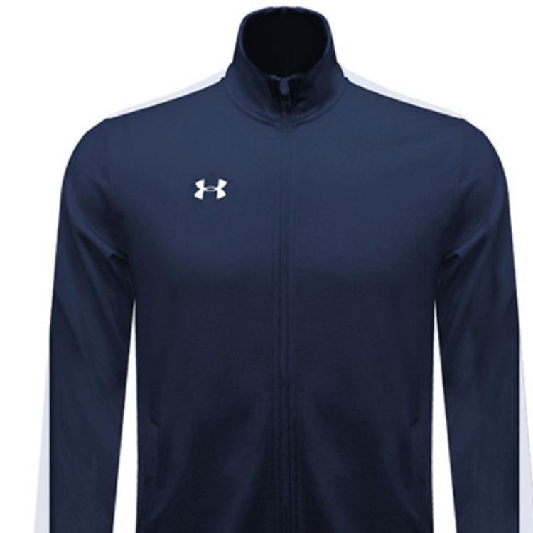 Under Armour Logo Print Color Block Knit Sports Jacket Men Outerwear Academy-Blue 21500440-408